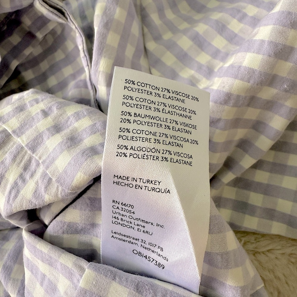 NWT Anthropologie Maeve Cropped Gingham Blouse Lilac Lavender Size 8 - Picture 9 of 9